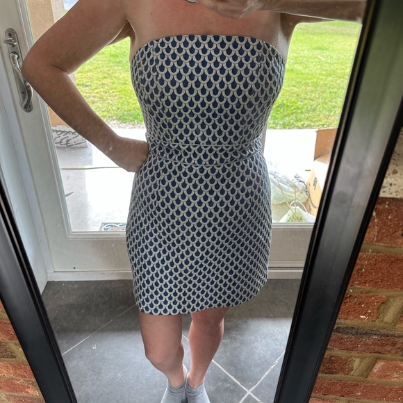 Lilly Pulitzer Strapless Navy & Silver Mermaid Dress Size 4 - Picture 2 of 11